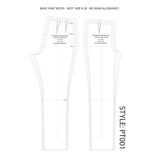 Fashion Workroom Full Scale Regular Range of Basic Pant Blocks | PT001 ...